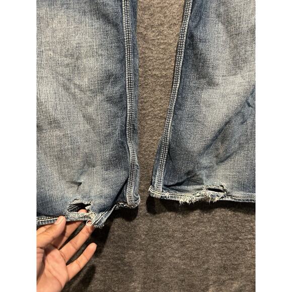 Decree Jeans Mens 34x30 Blue Distressed Bootcut Regular Fit Denim BKE Y2K - Picture 8 of 12